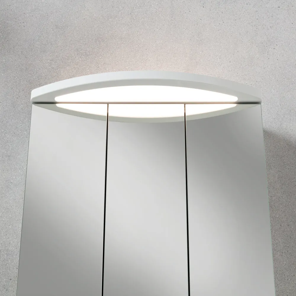 Spiegelschrank L4 I 70 cm mit einer dimmbaren LED-Leuchte und drei Türen , Eiche Maron