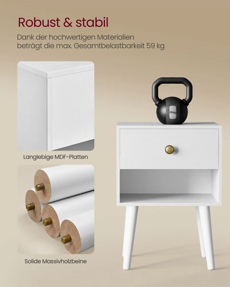 Nachttisch -Set von 2 mit Schubladen und Brett