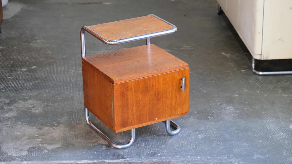 Vintage Nachttisch Bauhaus honigbraun
