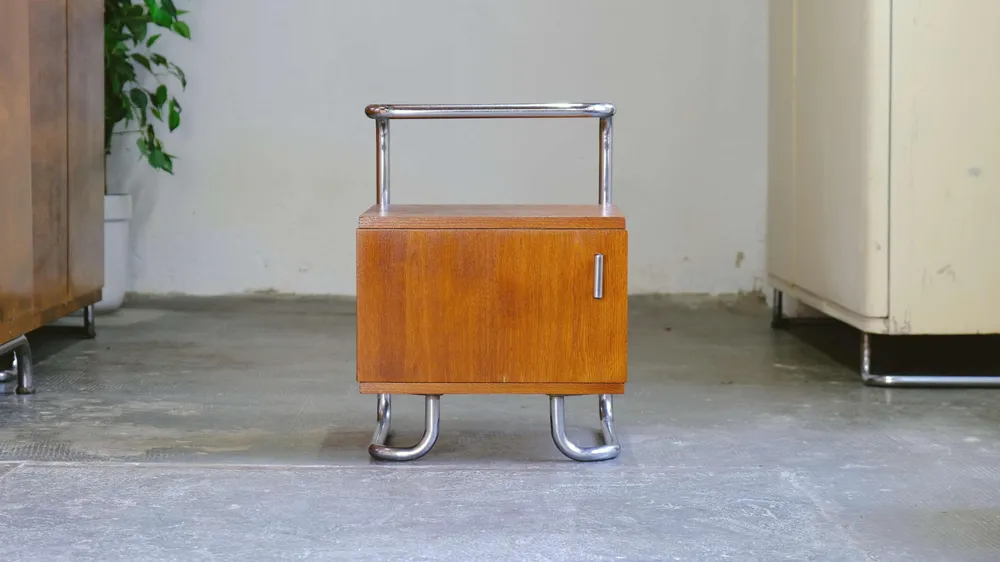 Vintage Nachttisch Bauhaus honigbraun