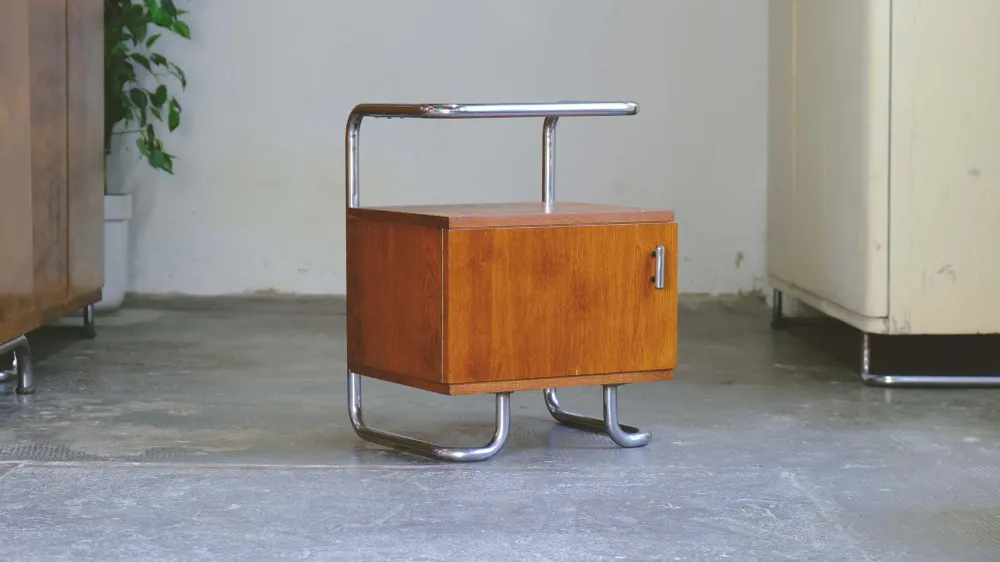 Vintage Nachttisch Bauhaus honigbraun