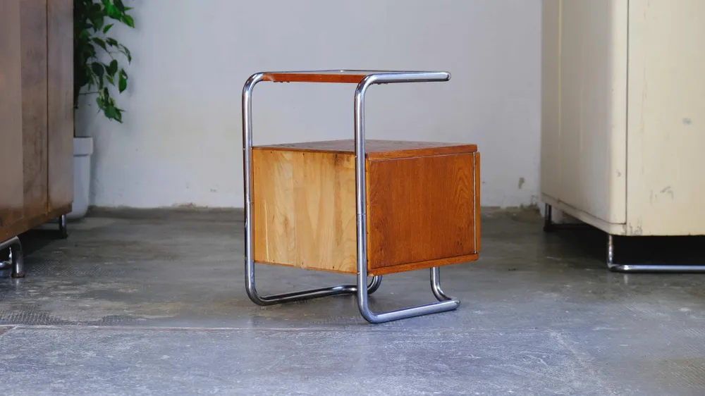 Vintage Nachttisch Bauhaus honigbraun