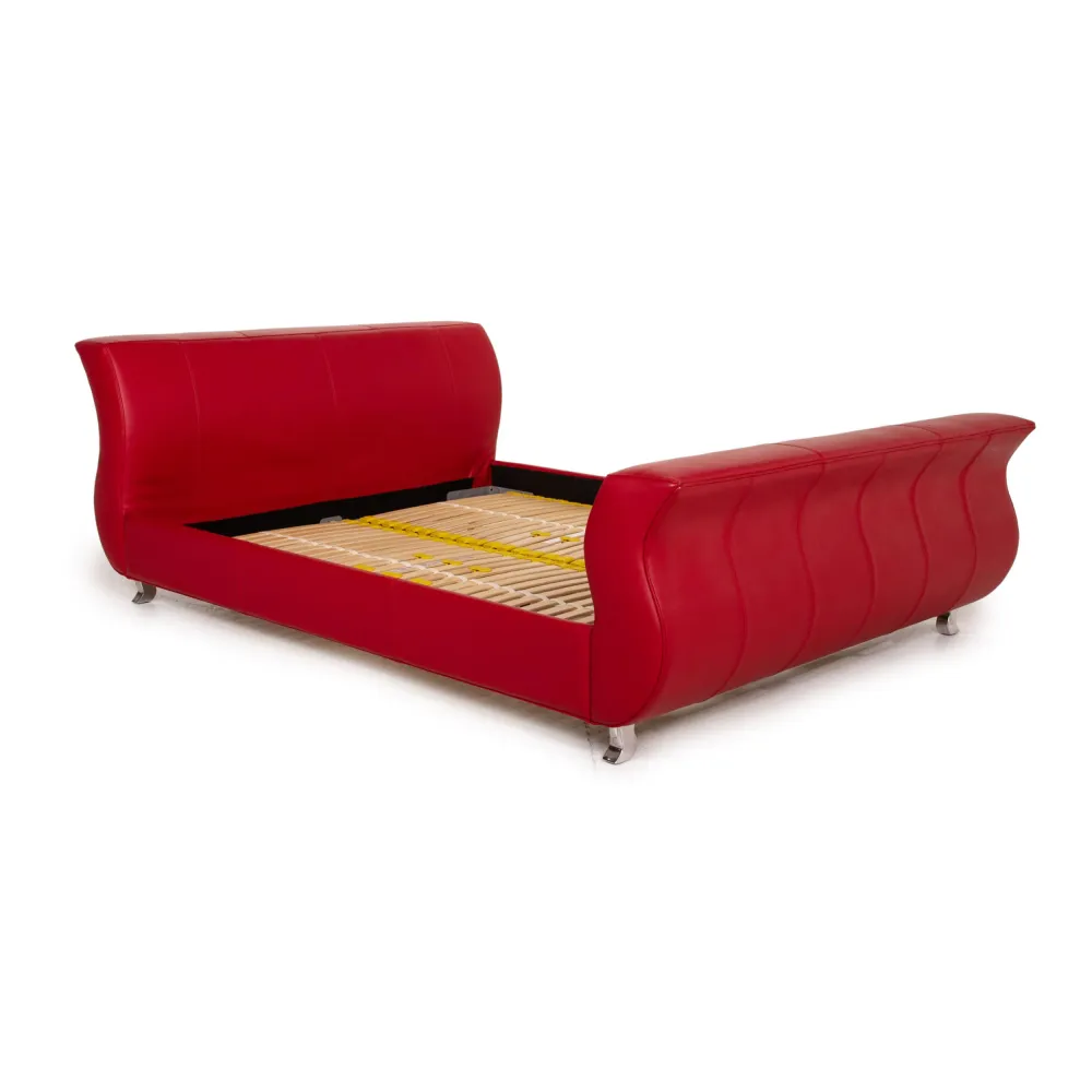Bretz Moon Leder Doppelbett Rot 160x200cm Bett