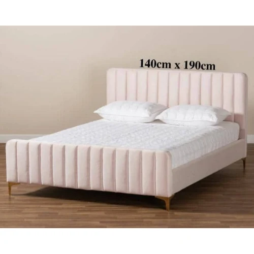 FAYE-BETT, BEZOGEN MIT ROSA SAMT, 140x190 cm, EURODESIGN 725R140