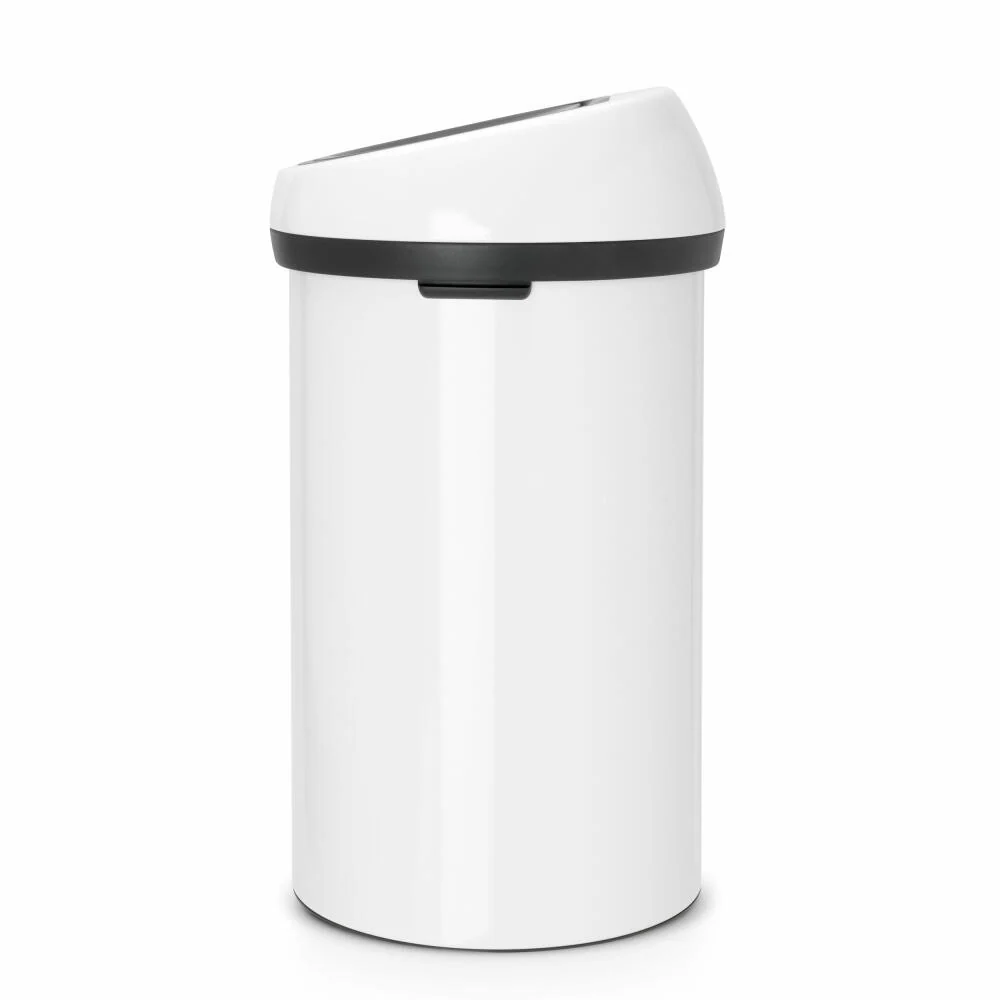 Brabantia Mülleimer Touch Bin, Abfalleimer, Müllbehälter, Abfallbehälter, Stahl, White, 60 L, 108686