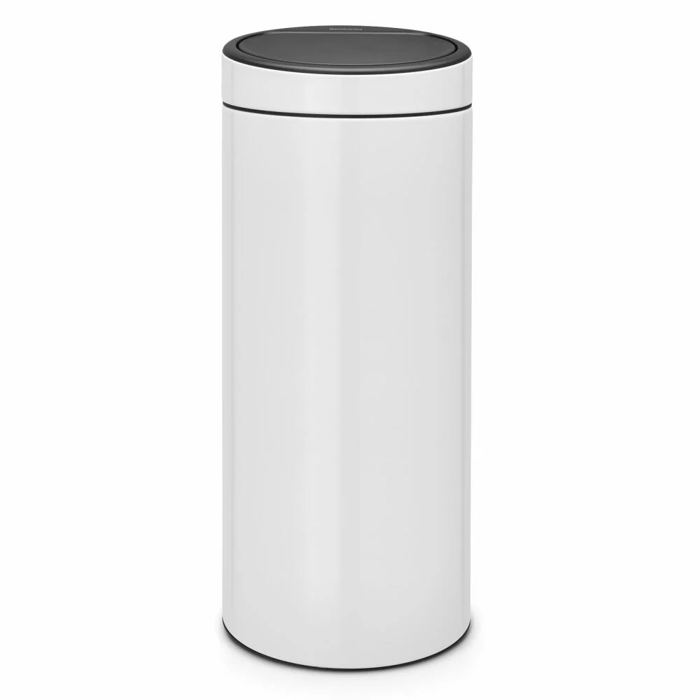 Brabantia Mülleimer Touch Bin New, Abfalleimer, Müllbehälter, Stahl, White, 30 L, 115141