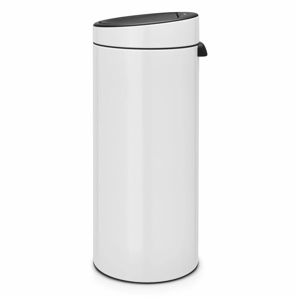 Brabantia Mülleimer Touch Bin New, Abfalleimer, Müllbehälter, Stahl, White, 30 L, 115141