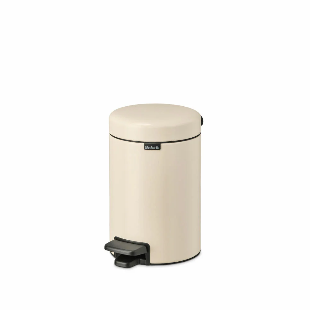 Brabantia Treteimer NewIcon, Kosmetikeimer, Mülleimer, Abfallbehälter, Stahl, Soft Beige, 3 L, 149887
