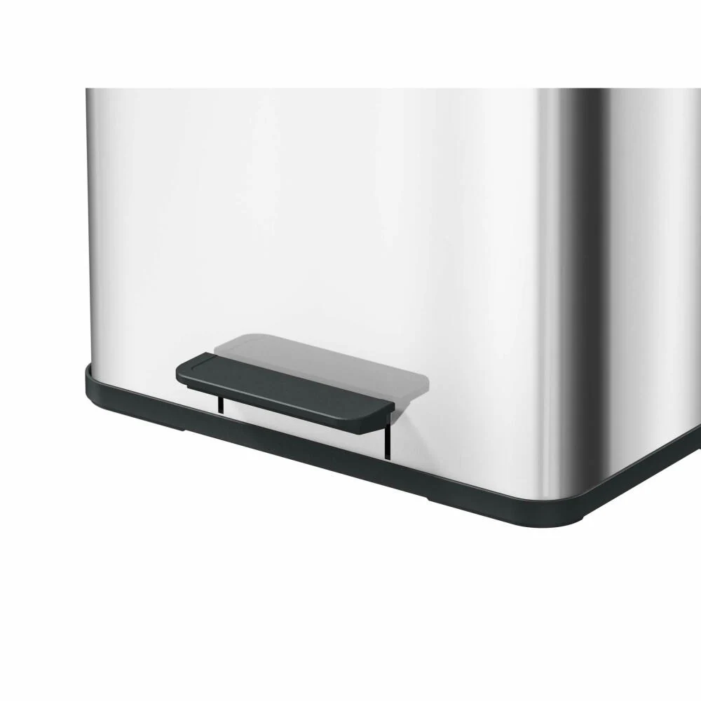 Hailo Mülltrennsystem Öko trio Plus L, Tret-Mülleimer, Abfalltrenner, Abfalleimer, Edelstahl, 3 x 9 L, 0633-200