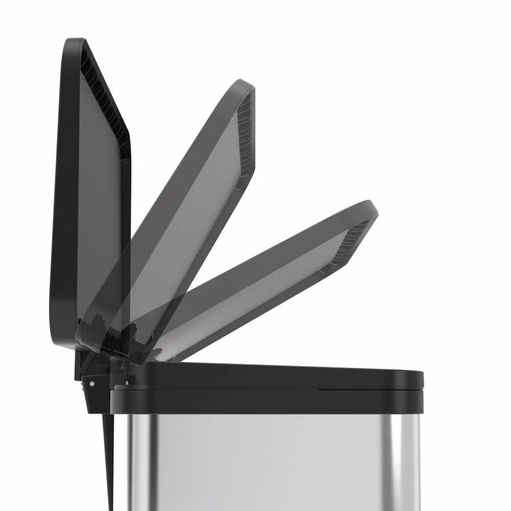 Hailo Mülltrennsystem Öko trio Plus L, Tret-Mülleimer, Abfalltrenner, Abfalleimer, Edelstahl, 3 x 9 L, 0633-200