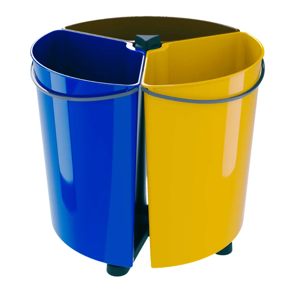 SMARTECO Ecobin Drehbarer Sortier-Abfallbehälter mit 3 herausnehmbaren Fächern Runde Trennung Recycling ECO 3x 11.7L