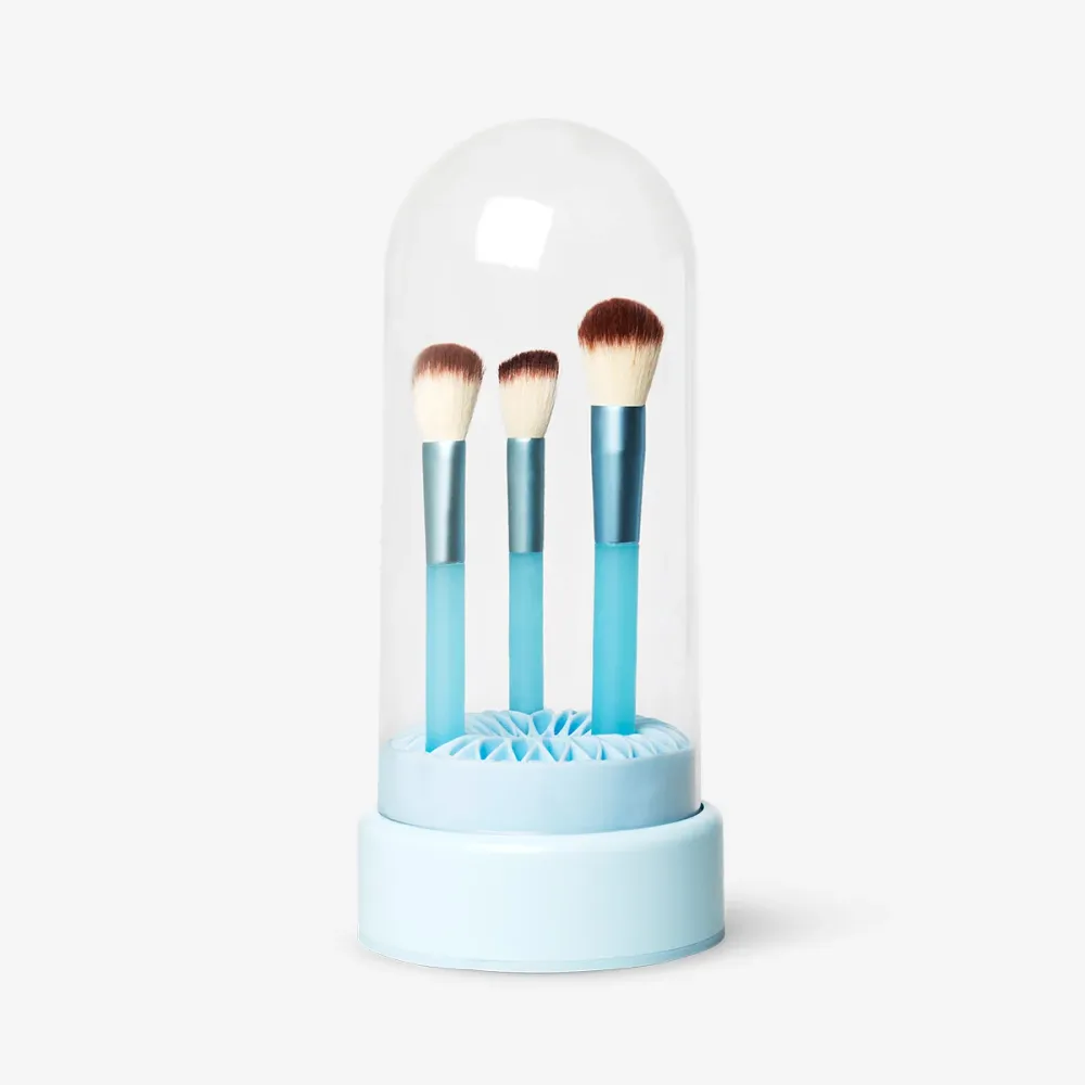 Blauer Organizer und Reiniger für Make-up-Pinsel