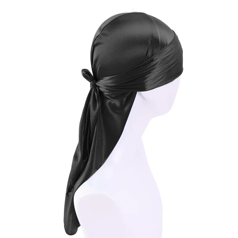 Durag / Du-rag / Bandana Seidig glatt - Unisex - Schwarz