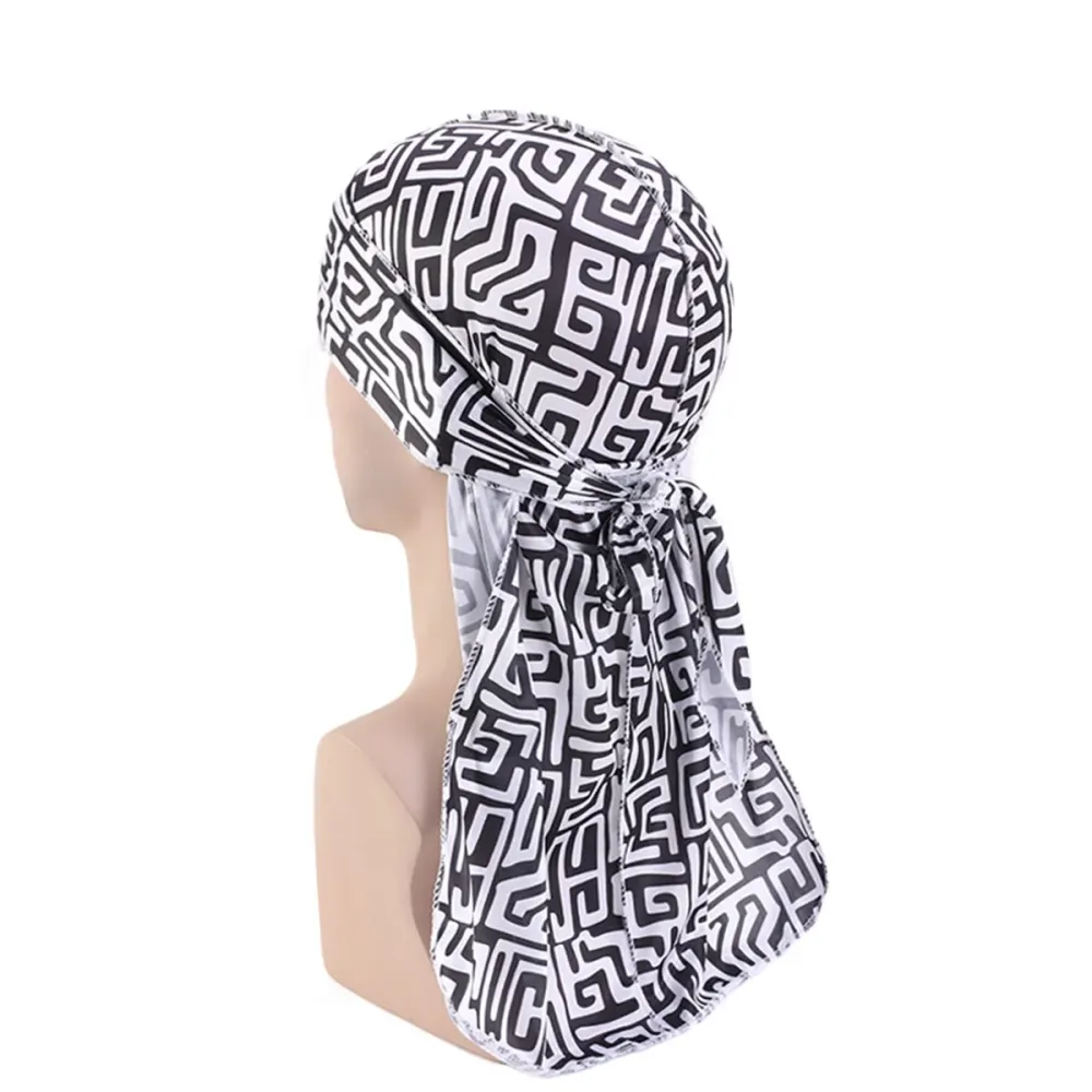 Durag / Du-rag / Bandana - Unisex - bogolan Schwarz / Weiss