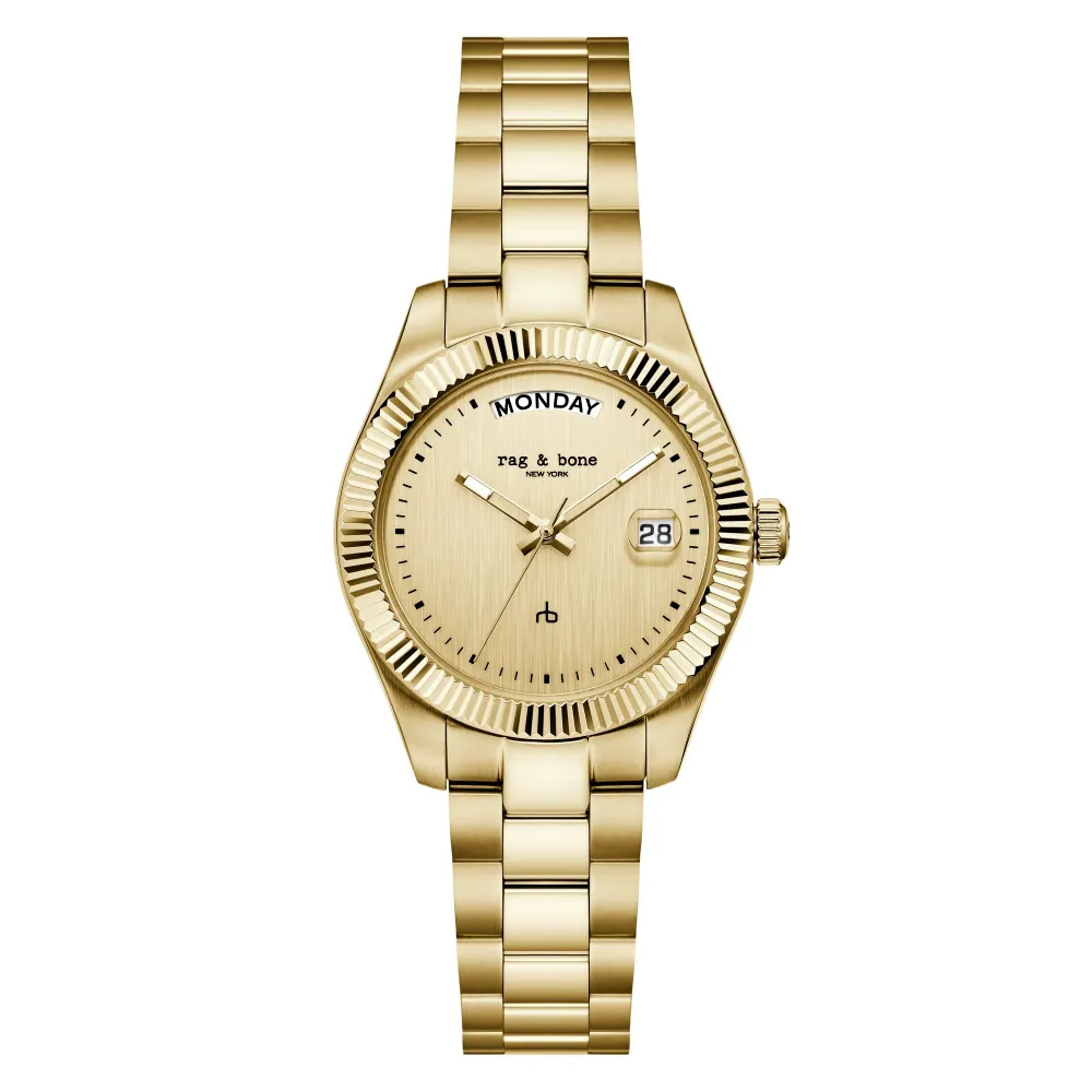 rag & bone Damen Analog Quarz Uhr Armbanduhr Lex Day Date RBL250001 Edelstahl