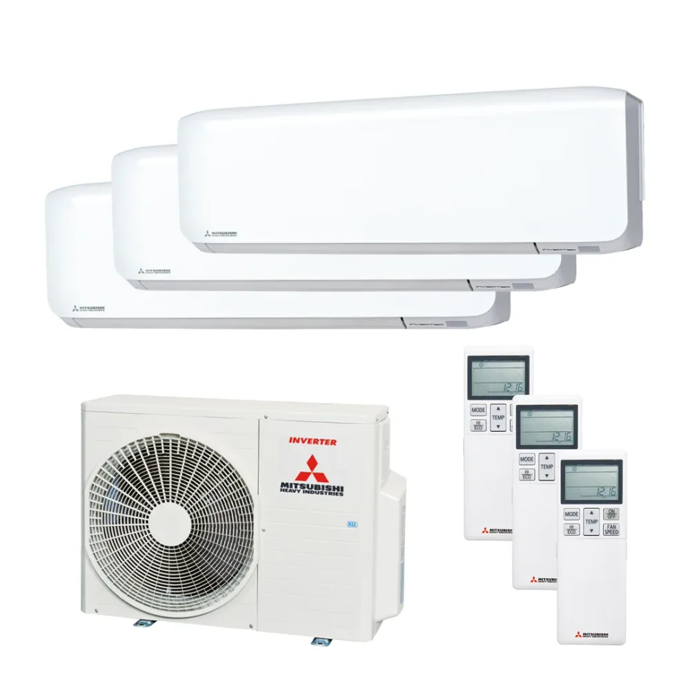 Mitsubishi Heavy Multisplit Klimaanlage Geräte-Set Außen- und Wandgerät SCM50ZS-W/1x SRK20ZS-WF, 1x SRK25ZS-WF und 1x SRK3...