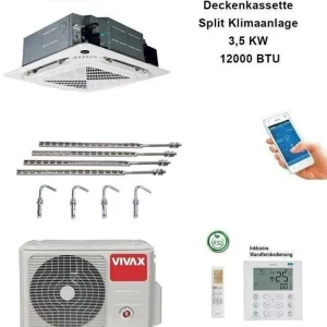 VIVAX Deckenkassette 3,52 KW 12000 BTU 4-Wege Decke Split Klimaanlage ++ R32