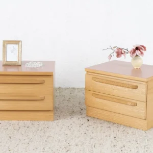 2er Set Nachttisch Vintage Holz Altrosa Kommode Ablage