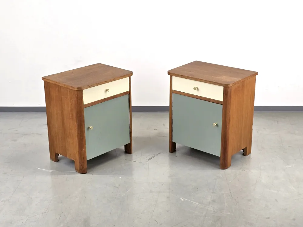 2ER SET VINTAGE NACHTTISCHE holz kommode nachttisch ablage schränkchen