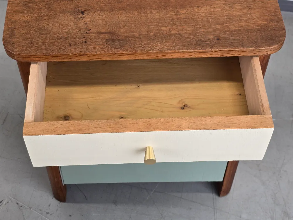 2ER SET VINTAGE NACHTTISCHE holz kommode nachttisch ablage schränkchen