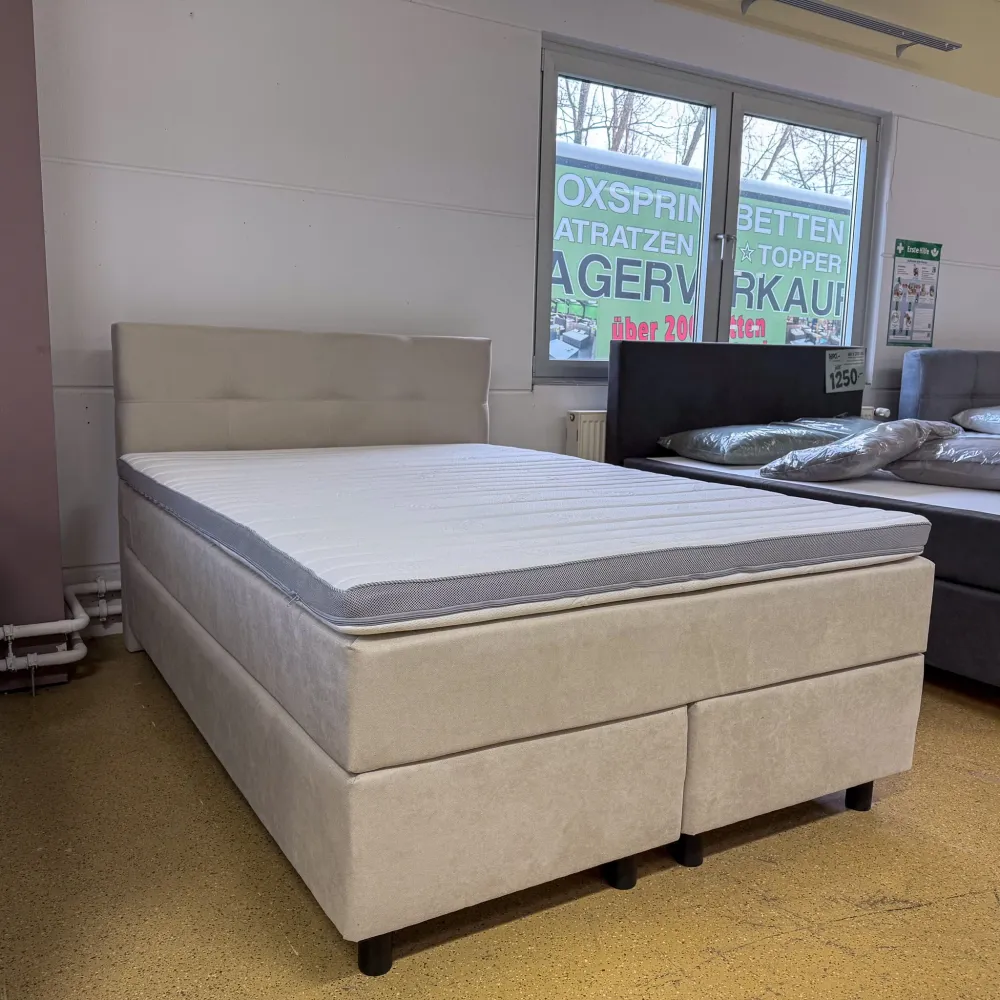 Boxspringbett 140x200 Stoff Beige 5 Teilig