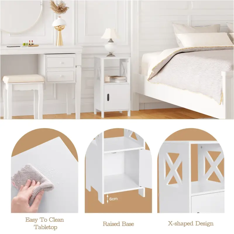 BukkitBow – Kompakter Nachttisch – Hochwertiges MDF – Geräumiger Stauraum – 30 x 60 x 30 cm