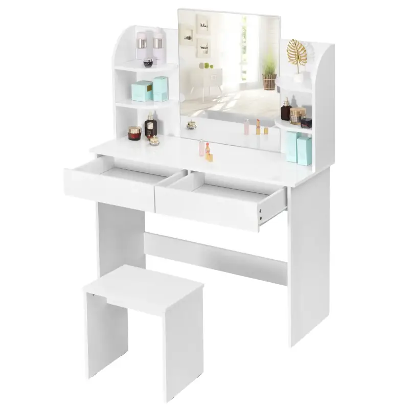 BukkitBow – Multifunktionales Schminktisch-Set – Holz – 108 x 40 x 142 cm – Modernes Design – Platzsparend