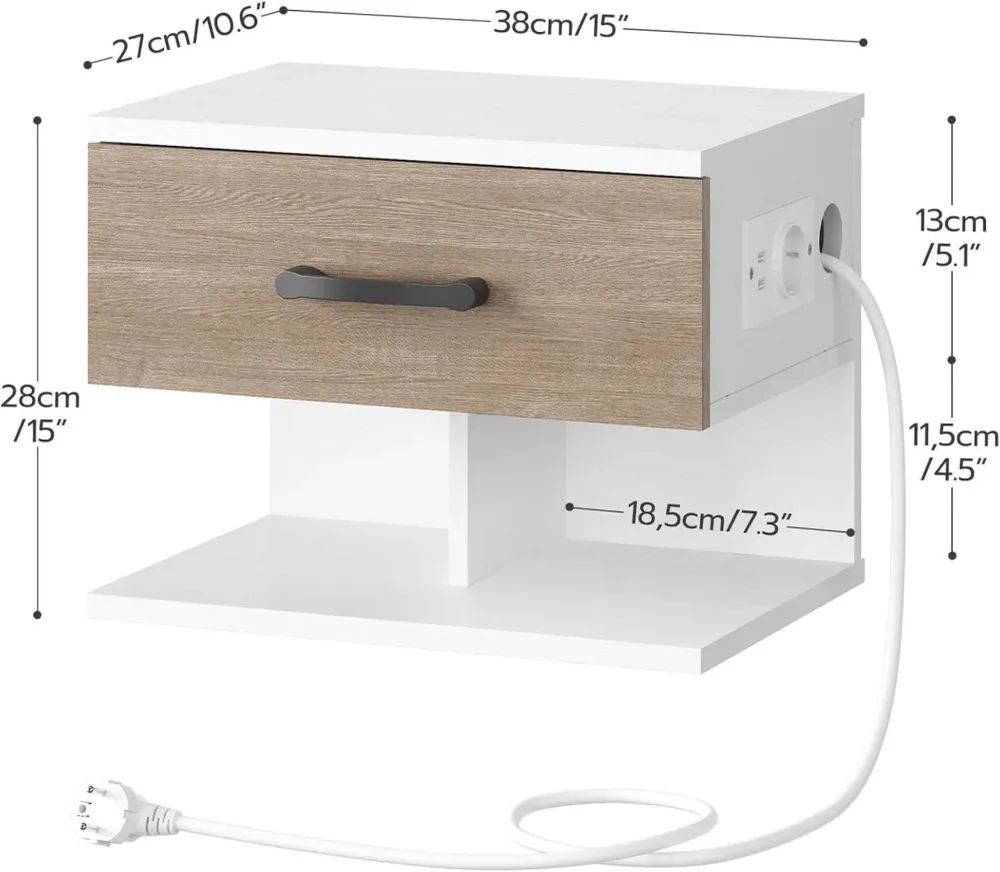 HOOBRO Nachttisch mit Ladestation Aufbewahrung Schlafzimmer