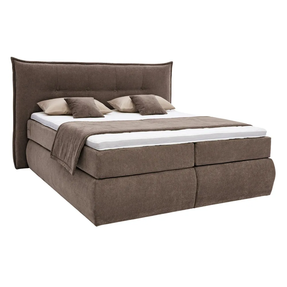 Musterring Boxspringbett Felina Case 180 x 200 cm, D034 Braun, Kopfteil mit Punktsteppung