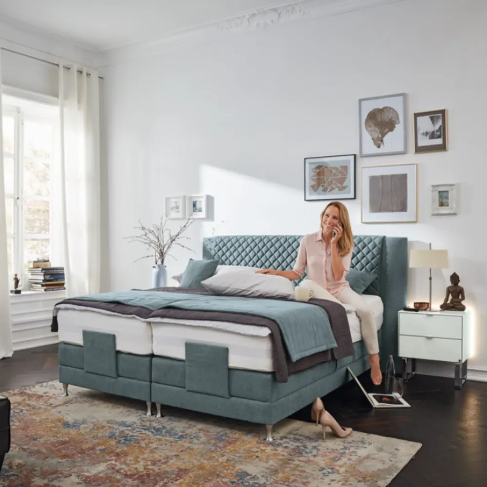 Musterring Boxspringbett Felina Motor 180 x 200 cm, mit Stoffbezug + Motorisierung, E058 Türkis