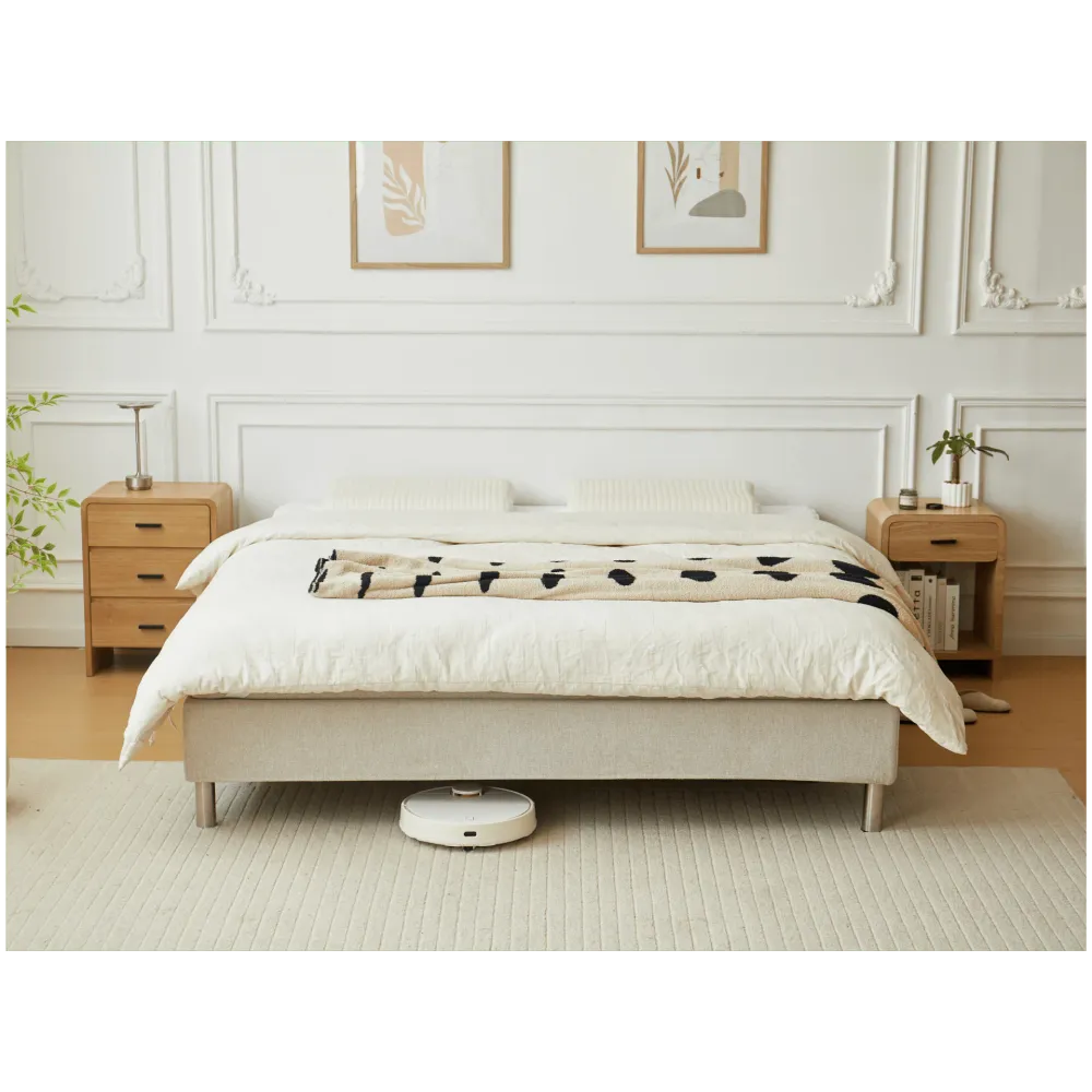 Premium Boxspringbett Beige 180x200 cm mit 7 cm Memoryschaum-Topper, inkl. Bettbeine Chrom