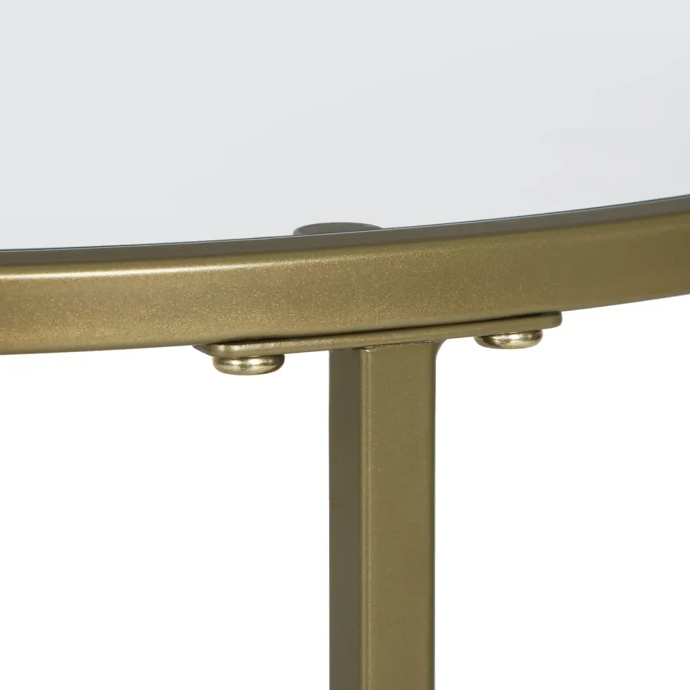 VASAGLE Beistelltisch rund, 2er-Set, kleiner Couchtisch, Glastisch mit Metallgestell, Nachttisch, Sofatisch, Balkon, gehär...