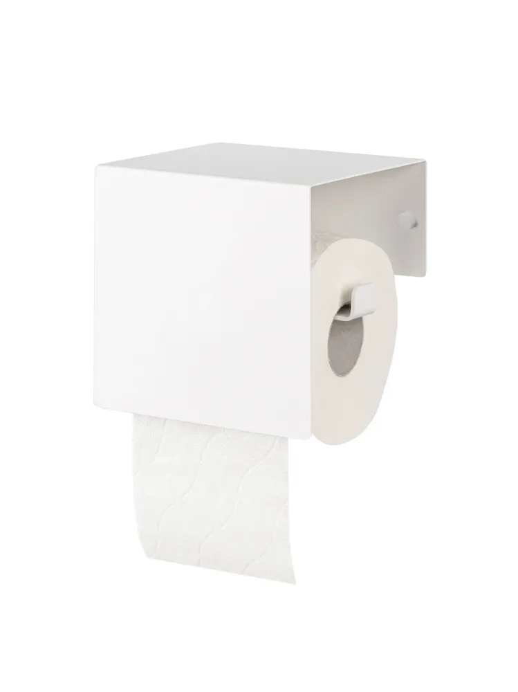 CUBO weißer Toilettenpapierhalter mit Ablage