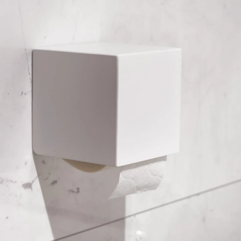 CUBO weißer Toilettenpapierhalter mit Ablage