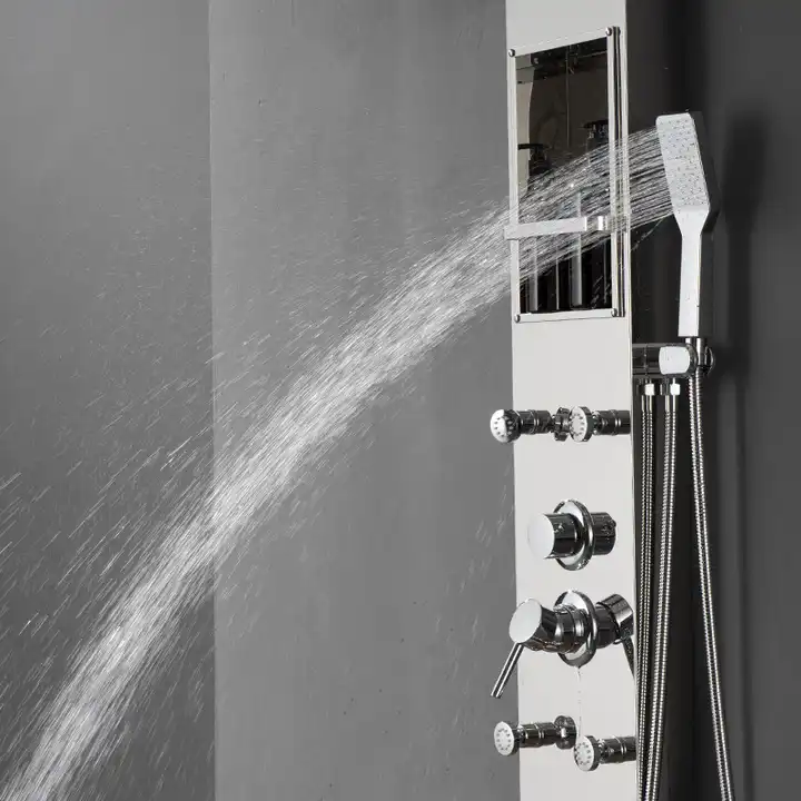 Duschwand-Badezimmerpaneel aus Edelstahl 304 mit Ablage
