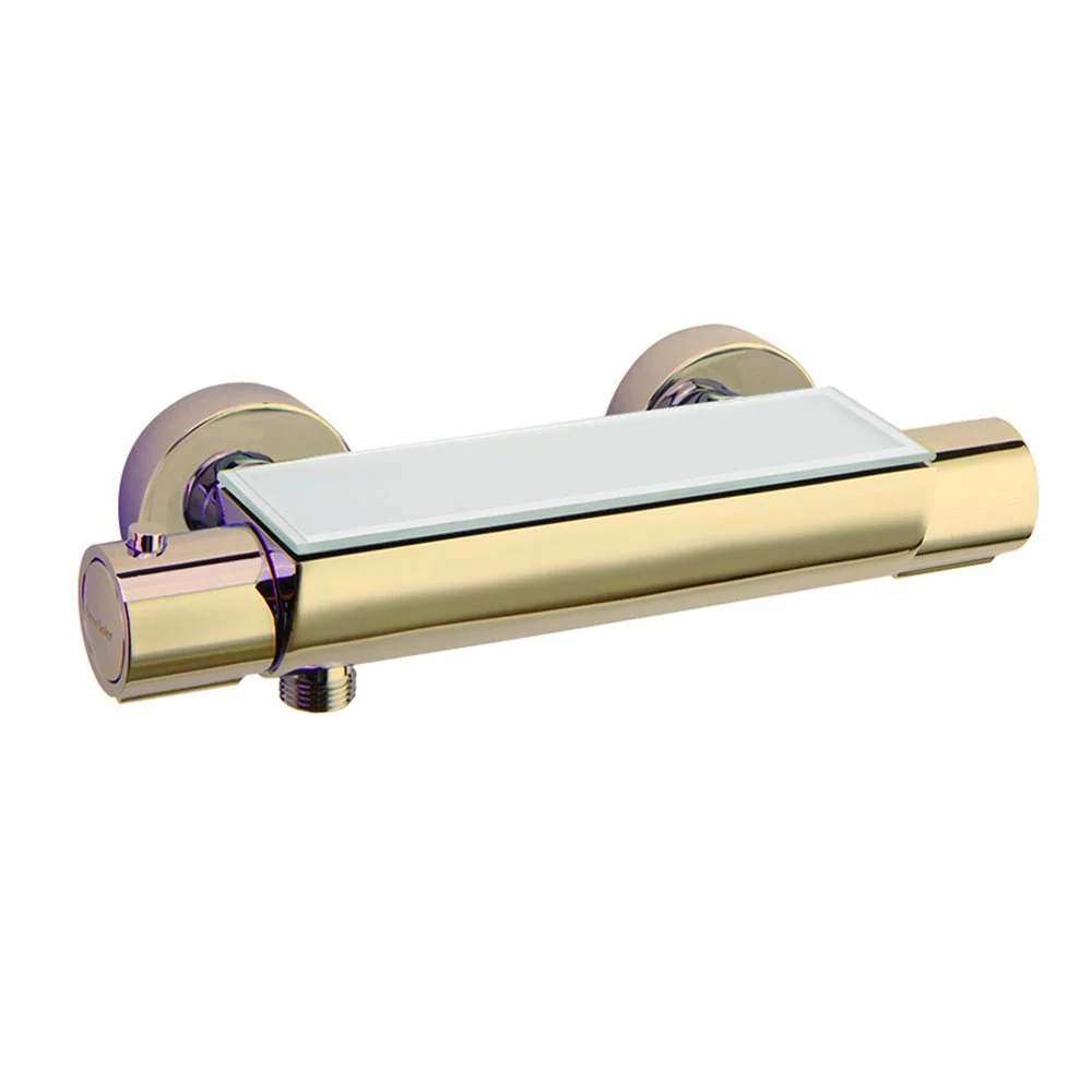 Ramon Soler - Urban Chic Thermostat-Duscharmatur mit Ablage aus gebürstetem Goldglas