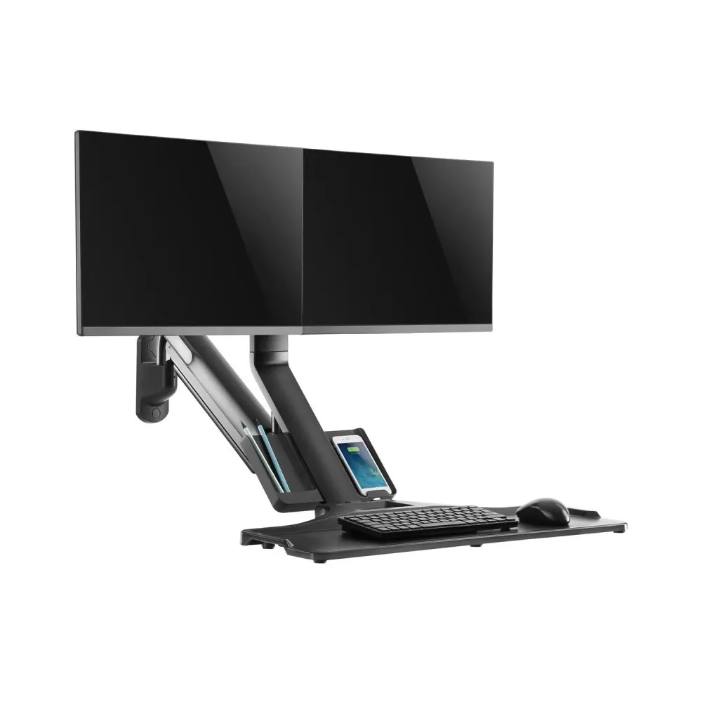 3 1 Sitz-Steh-Arbeitsplatz: 2-Fach Monitorhalterung Wandhalterung mit Tastatur-Ablage und Computer-Halterung Wandhalterung...