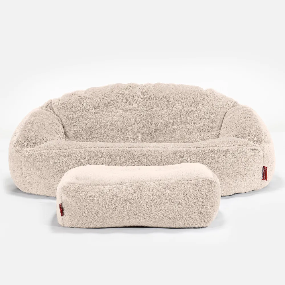 Bubble Sitzsack Sofa - Teddy Kunstfell Creme