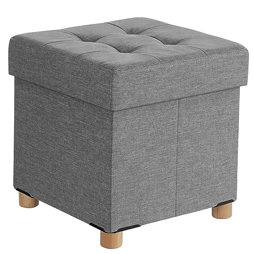 Derins Sitzsack, Truhe, Hocker mit Fußstütze, faltbar, Bank mit Aufbewahrung, 38 x 38 x 40 cm, für Wohnzimmer, Schlafzimme...