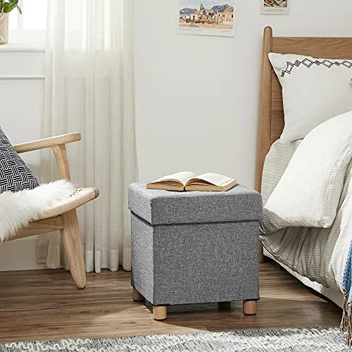 Derins Sitzsack, Truhe, Hocker mit Fußstütze, faltbar, Bank mit Aufbewahrung, 38 x 38 x 40 cm, für Wohnzimmer, Schlafzimme...