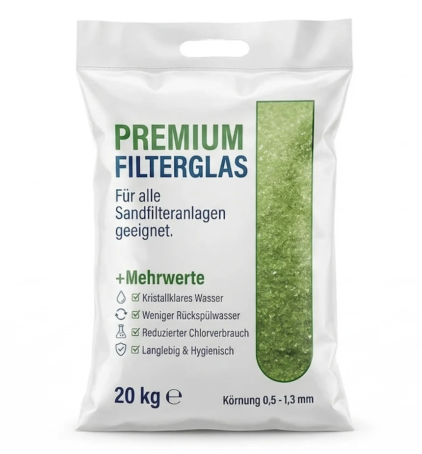 Filterglas 20 kg I Körnung 0,5 - 1,3 mm I PE-Sack I verpackt