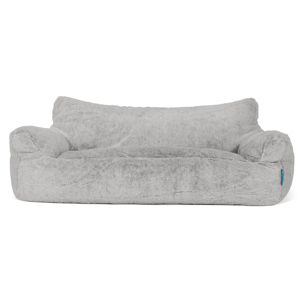 Josephine Sitzsack Sofa für Kinder 1-5 Jahre - Kaninchen Kunstfell Hellgrau