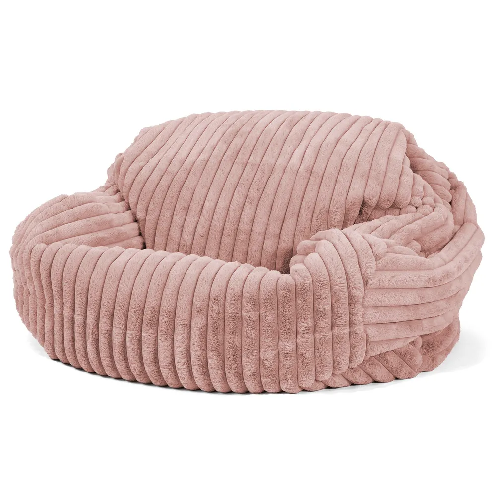 Sabine Sitzsack Sofa - Ultra Plüsch Cord Pastellrosa