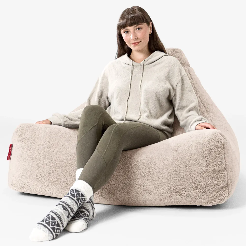 Sitzsack Lounge Sessel - Teddy Kunstfell Creme
