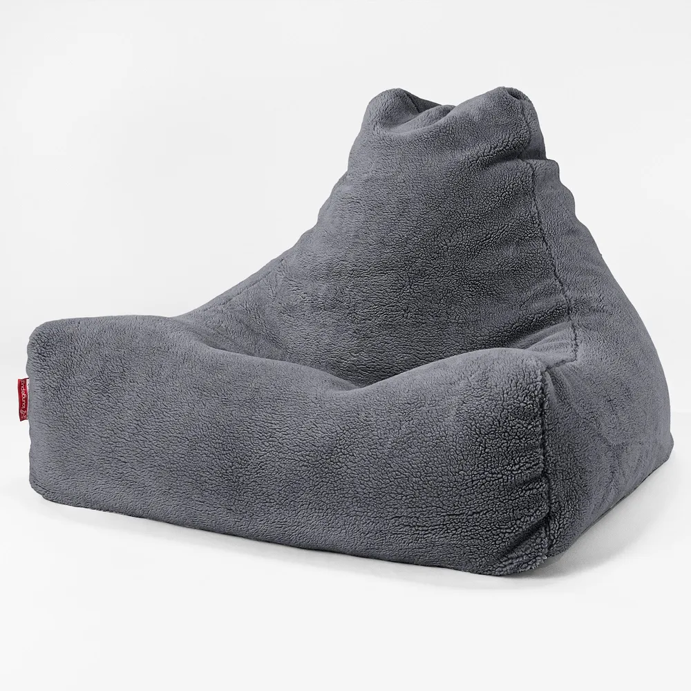 Sitzsack Lounge Sessel - Teddy Kunstfell Dunkelgrau