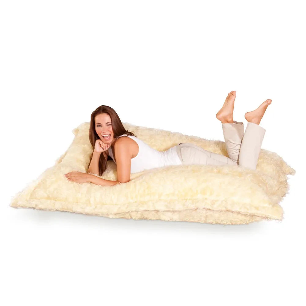 Smoothy Sitzsack - Sitzkissen Flokati XXL - Creme-Beige
