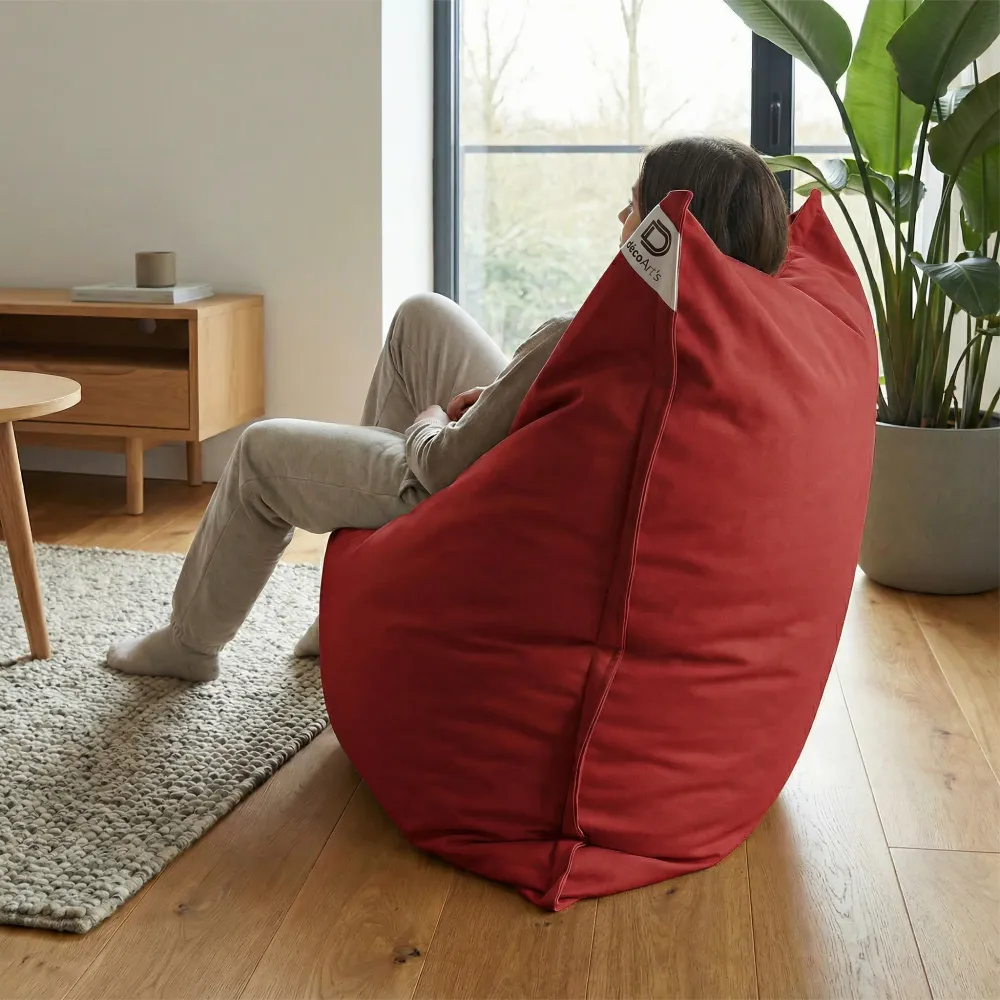 XXL-Riesen-Sitzsack 180x140 Chilirot - Wasserdicht & Abnehmbar (Schaumstoff)