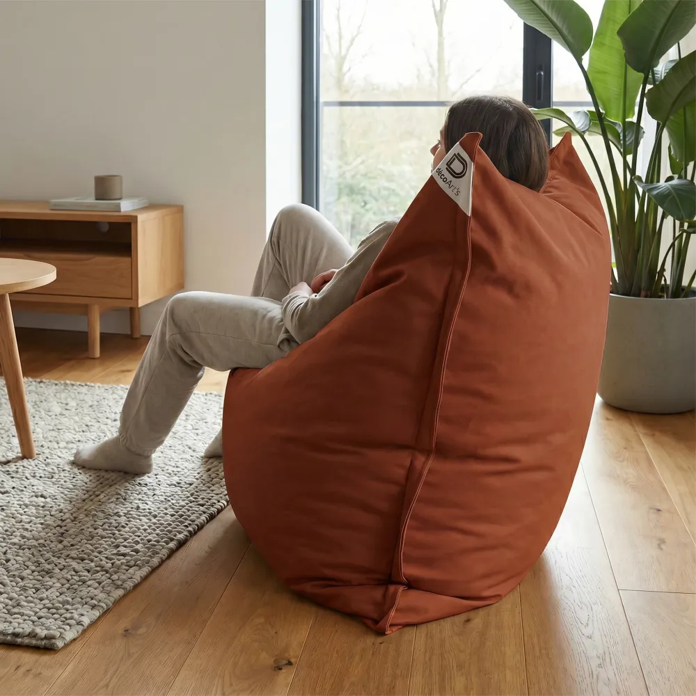 XXL-Riesen-Sitzsack 180x140 Terrakotta - Wasserdicht & Abnehmbar (Schaumstoff)