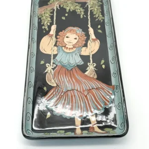 Vintage Servierplatte mit Mädchenmotiv Rheinfelder Handarbeit um 1950