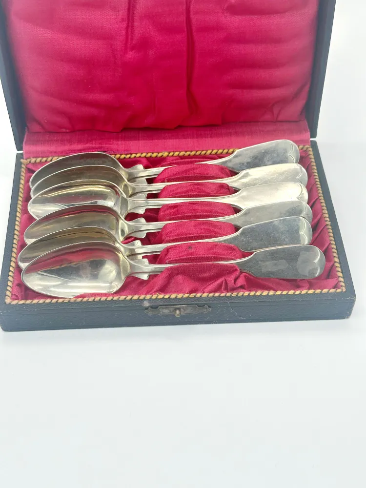 6 antike Jugendstil-Löffel von Clarfeld & Springmeyer Originalbox